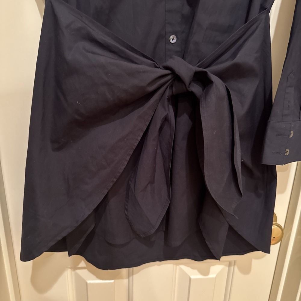 Veronica Beard Size 10 Belted Long Sleeve‎ Dress Black Button Up Classic Capsule - Picture 6 of 12